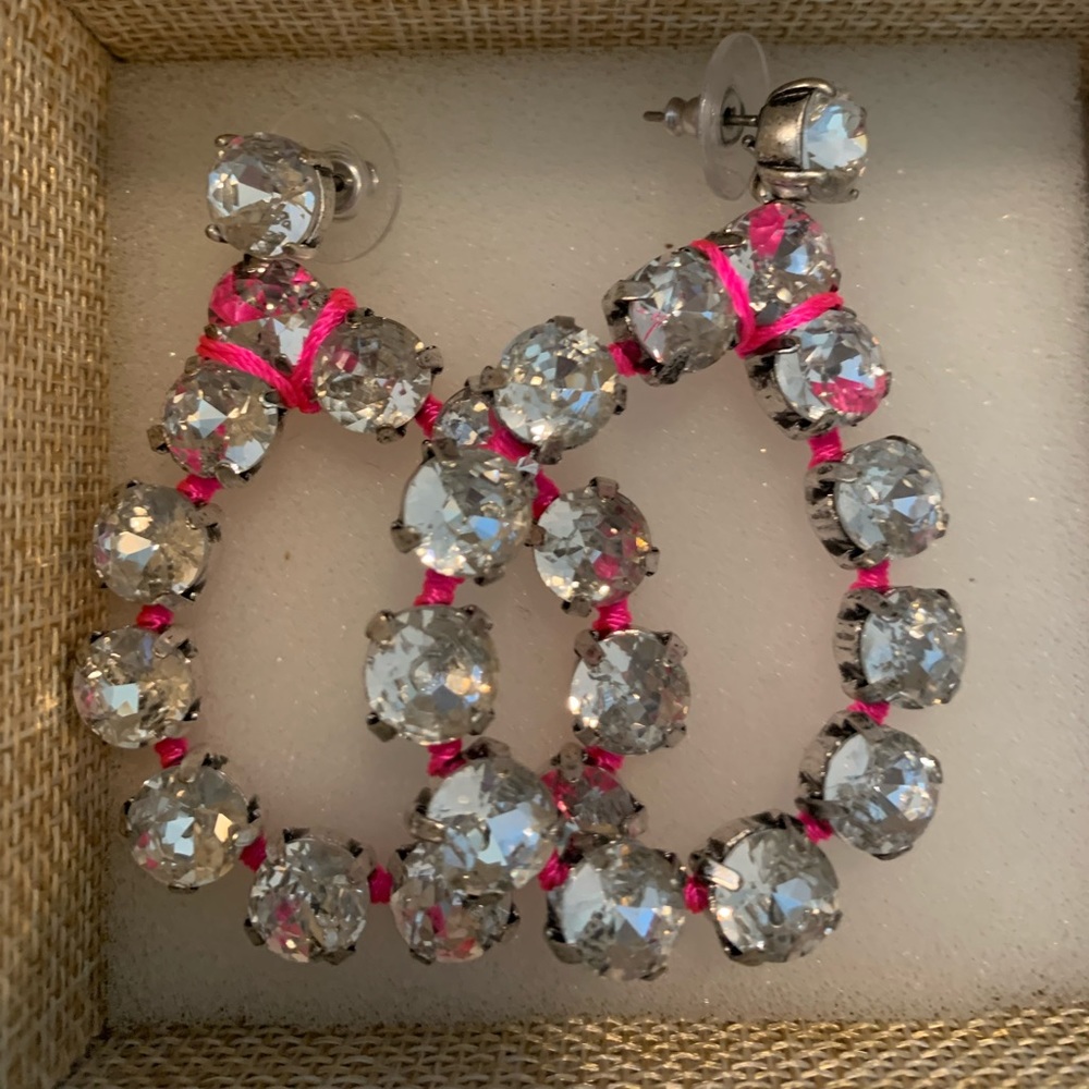 Fun CZ and pink ribbon earrings